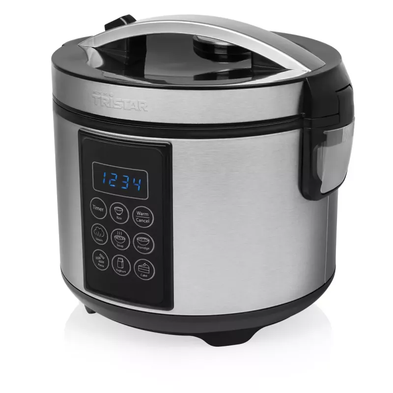 Olla multifunción Tristar RK-6132 — 1,5 L, 500 W, 7 programas automáticos, LCD, Acero inoxidable/Negro