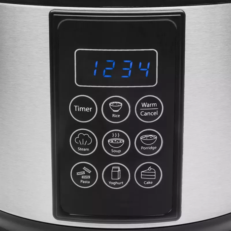 Olla multifunción Tristar RK-6132 — 1,5 L, 500 W, 7 programas automáticos, LCD, Acero inoxidable/Negro