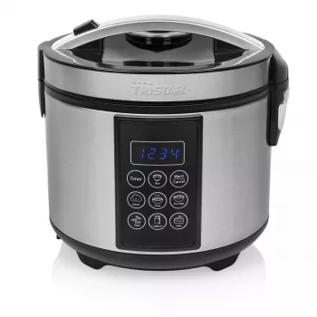 Olla multifunción Tristar RK-6132 — 1,5 L, 500 W, 7 programas automáticos, LCD, Acero inoxidable/Negro