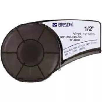 Etiqueta autoadhesiva para impresora Brady 139742 — acrílico/vinilo, 1,27 cm × 6,4 m, negro sobre blanco