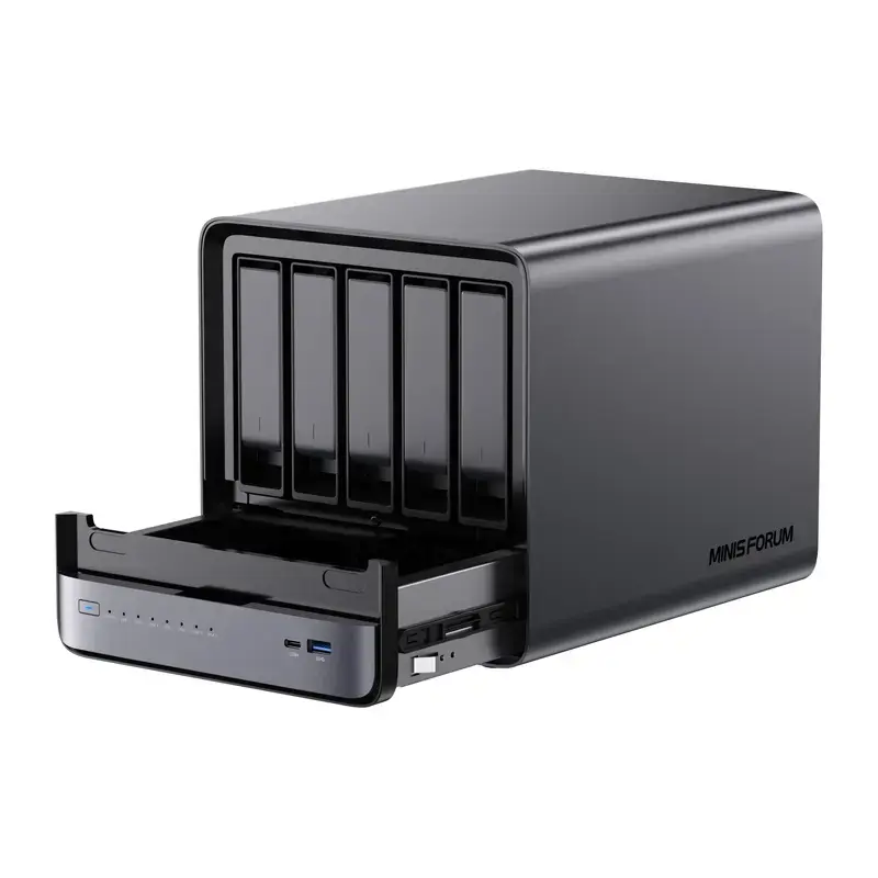 Mini-PC Minis Forum NAS N5 Pro AMD Ryzen AI 9 HX Pro 370, 32 GB RAM, 128 GB de almacenamiento