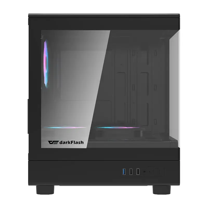 Caja de ordenador DarkFlash DB330M negra v2 con tres ventiladores preinstalados