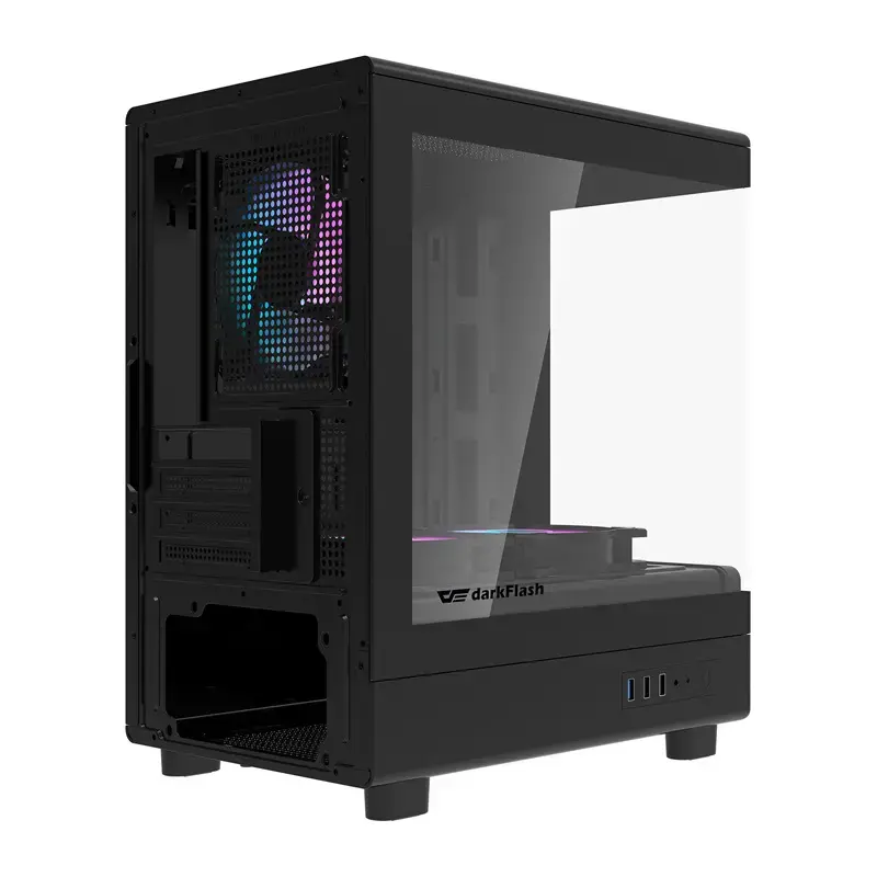 Caja de ordenador DarkFlash DB330M negra v2 con tres ventiladores preinstalados
