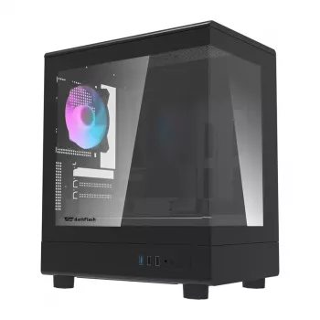 Caja de ordenador DarkFlash DB330M negra v2 con tres ventiladores preinstalados
