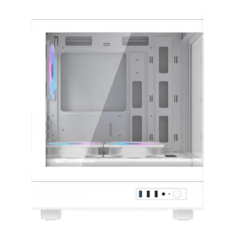 Caja de ordenador Darkflash DB330M blanca v2 con tres ventiladores preinstalados, compatibilidad micro-ATX/mATX