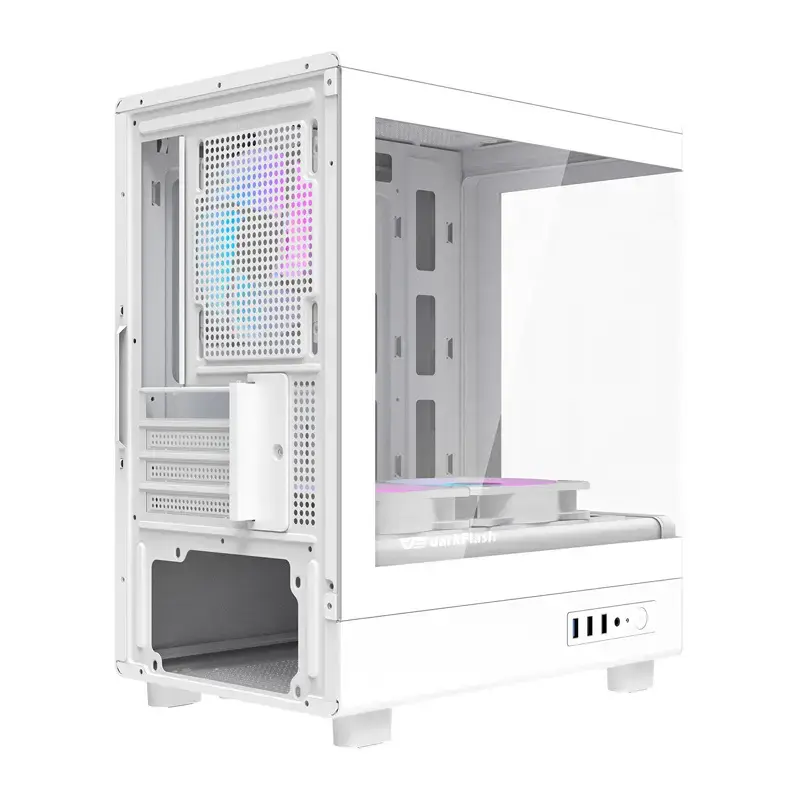 Caja de ordenador Darkflash DB330M blanca v2 con tres ventiladores preinstalados, compatibilidad micro-ATX/mATX