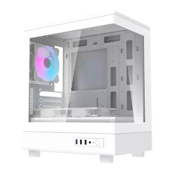 Caja de ordenador Darkflash DB330M blanca v2 con tres ventiladores preinstalados, compatibilidad micro-ATX/mATX