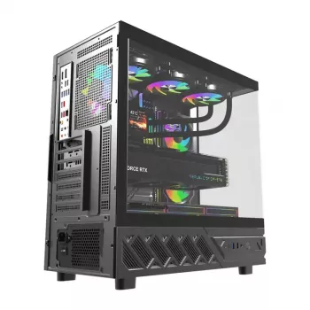 Caja de ordenador DarkFlash DS950V con pantalla frontal (negra) y 6 ventiladores preinstalados