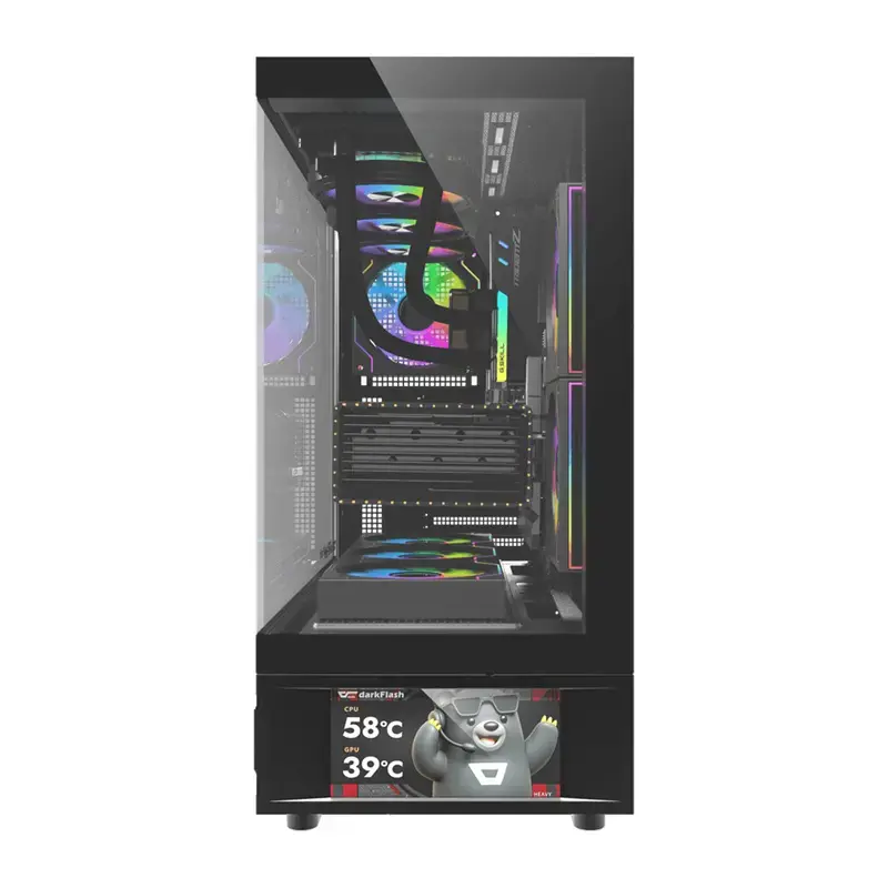 Caja de ordenador DarkFlash DS950V con pantalla frontal (negra) y 6 ventiladores preinstalados