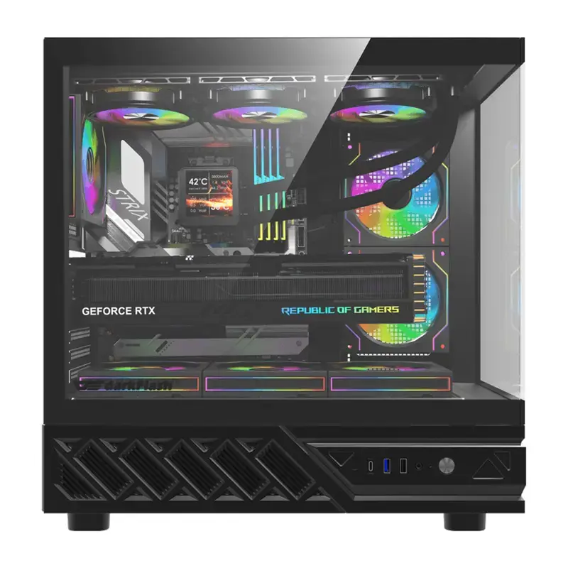 Caja de ordenador DarkFlash DS950V con pantalla frontal (negra) y 6 ventiladores preinstalados