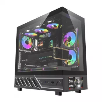 Caja de ordenador DarkFlash DS950V con pantalla frontal (negra) y 6 ventiladores preinstalados