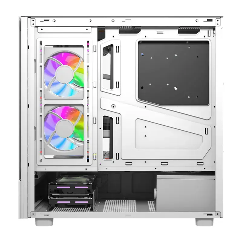 Caja de ordenador DarkFlash DS950V con pantalla integrada, blanca, incluye 6 ventiladores