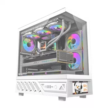 Caja de ordenador DarkFlash DS950V con pantalla integrada, blanca, incluye 6 ventiladores