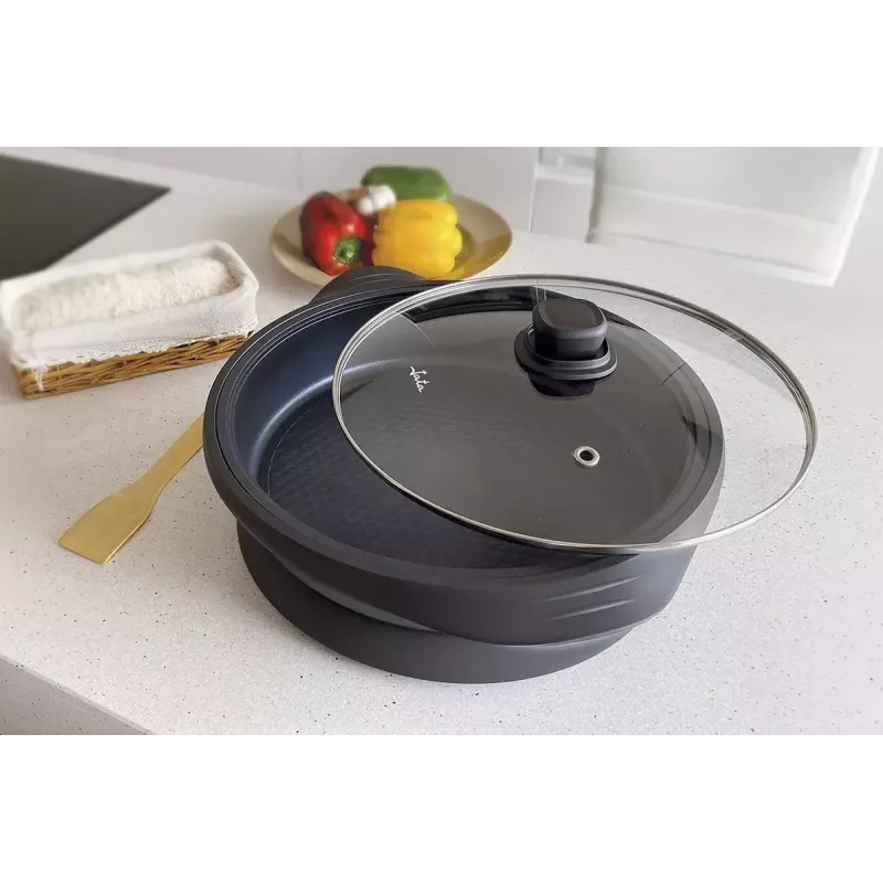 Paellera eléctrica Jata PE640 — redonda, 34 cm de diámetro interior, antiadherente con relieve de panal, 1600 W, 230 V