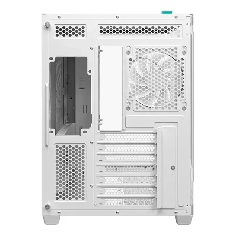 Caja torre para PC DeepCool CG530U 4F blanca — fuente de alimentación trasera, compatible con 3x120 mm laterales + 1x120 mm trasero, soportes para ventilador de 120/140 mm, HDD de 2,5 inch y 3,5 inch
