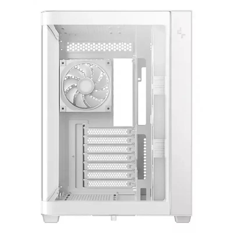 Caja torre para PC DeepCool CG530U 4F blanca — fuente de alimentación trasera, compatible con 3x120 mm laterales + 1x120 mm trasero, soportes para ventilador de 120/140 mm, HDD de 2,5 inch y 3,5 inch
