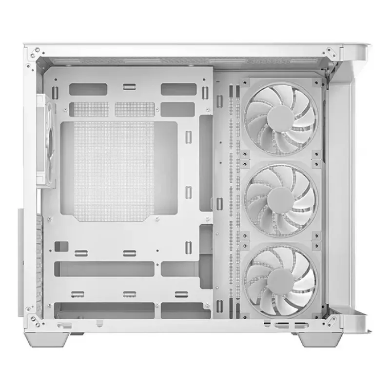 Caja torre para PC DeepCool CG530U 4F blanca — fuente de alimentación trasera, compatible con 3x120 mm laterales + 1x120 mm trasero, soportes para ventilador de 120/140 mm, HDD de 2,5 inch y 3,5 inch