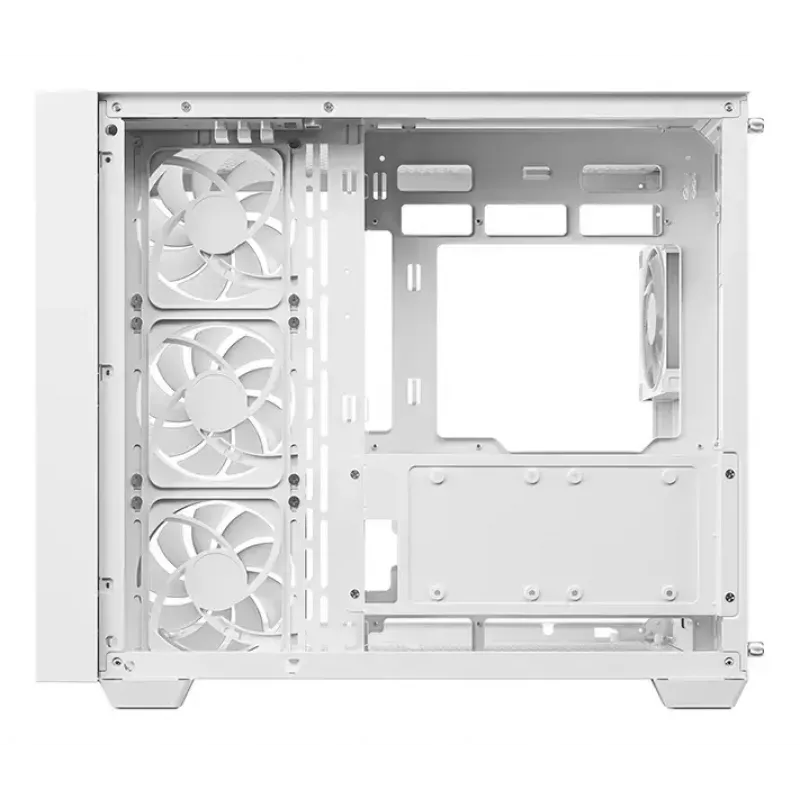 Caja torre para PC DeepCool CG530U 4F blanca — fuente de alimentación trasera, compatible con 3x120 mm laterales + 1x120 mm trasero, soportes para ventilador de 120/140 mm, HDD de 2,5 inch y 3,5 inch