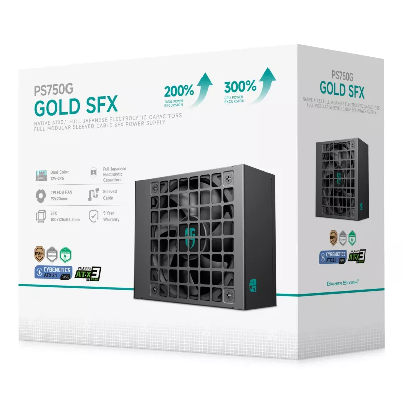 DeepCool Gamer Storm PS750G 750 W SFX ATX 3.1 fuente de alimentación, 80 PLUS Gold, negro