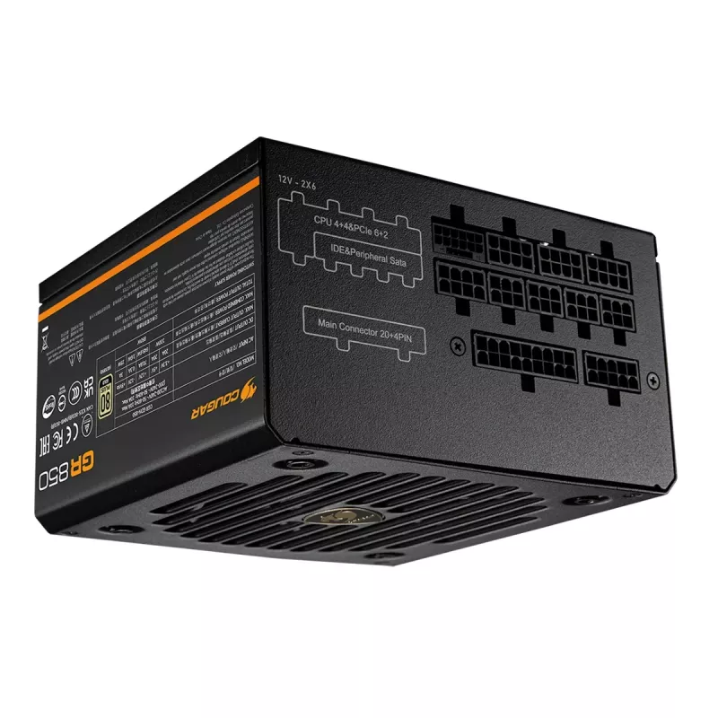 Fuente de alimentación Cougar GR 850W ATX3.1 PCIe 5.1 80 PLUS Gold, 850 W, 20+4-Pin ATX, ventilador de 120 mm, negro