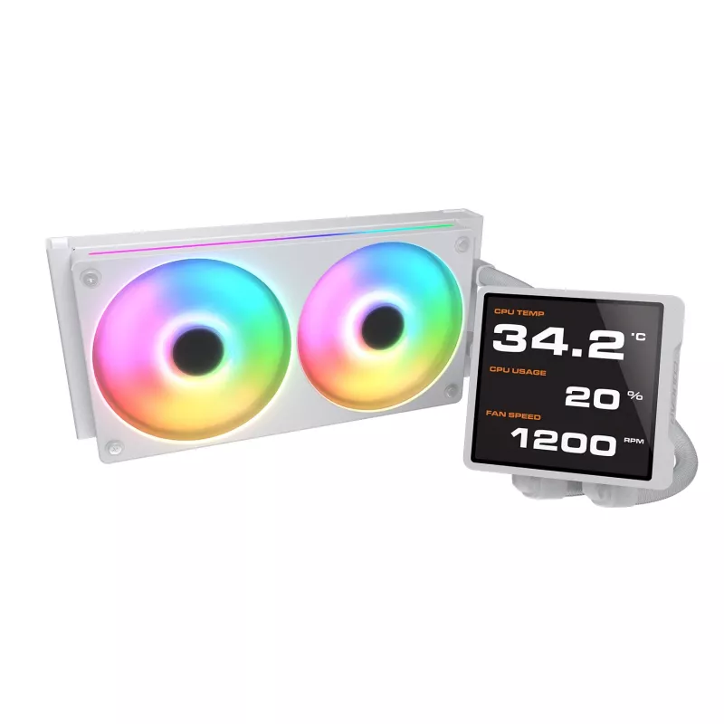 Refrigeración líquida todo en uno para CPU Cougar Poseidon Vistek Pro 240, ARGB, ventilador de 120 mm, blanco