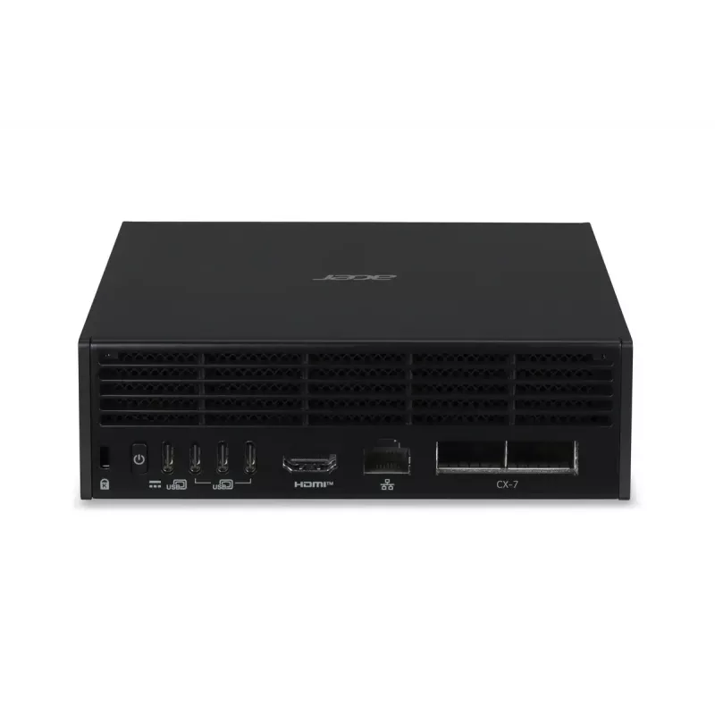 Estación de trabajo mini PC Acer Veriton VGN100 GB10, 128 GB LPDDR5x, 4 TB SSD, NVIDIA Blackwell, DGX OS, negro/gris