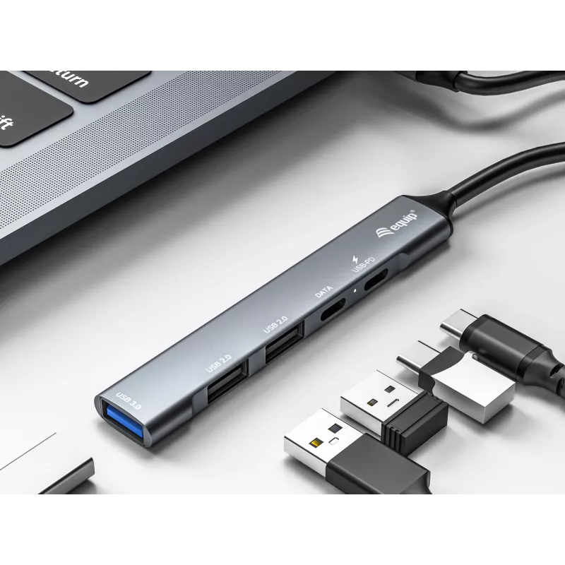 Equip hub USB 3.0/2.0 de 5 puertos con USB-C PD