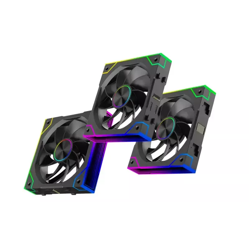 XILENCE XPF360R.ARGB ventilador para carcasa de PC de 120 mm pack de 3, rodamiento hidráulico, 1,9 mmH2O, 7–13,2 V, negro