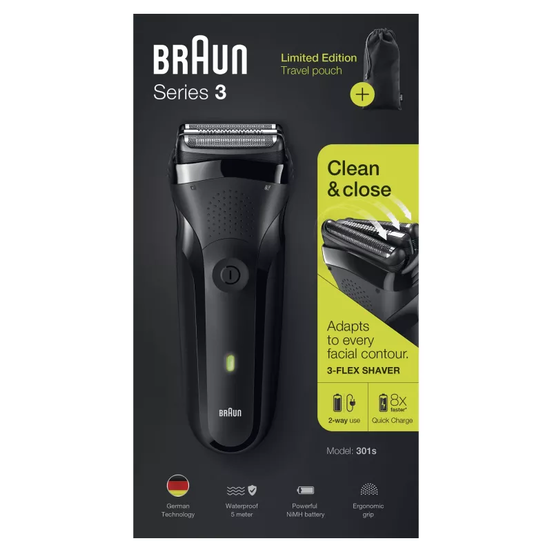Braun Series 3 301s afeitadora de lámina recortadora negra