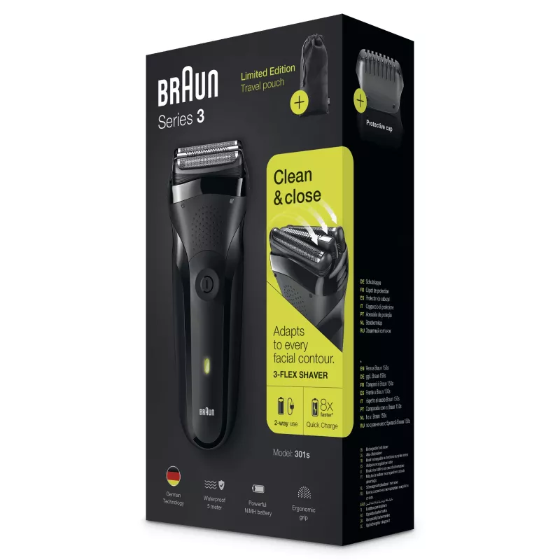 Braun Series 3 301s afeitadora de lámina recortadora negra