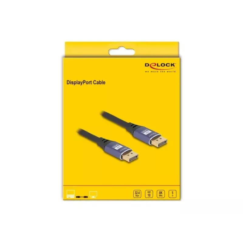 Cable DisplayPort DeLOCK 8K 60 Hz 5 m morado metal