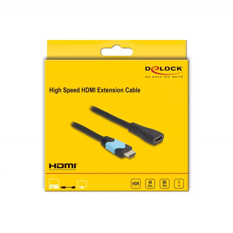 Cable de extensión HDMI High Speed DeLOCK 48 Gbit/s 8K 60 Hz 1 m