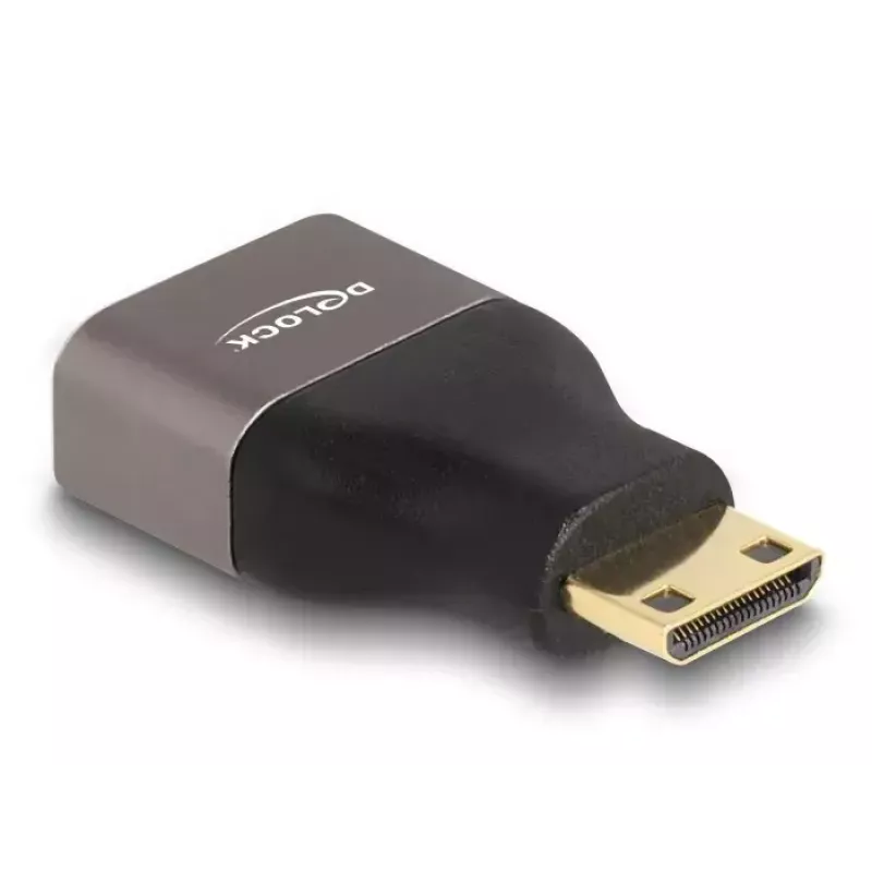 Adaptador HDMI DeLOCK Mini-C macho a A hembra 8K 60 Hz gris metal