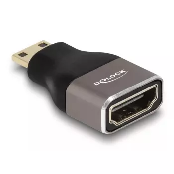 Adaptador HDMI DeLOCK Mini-C macho a A hembra 8K 60 Hz gris metal