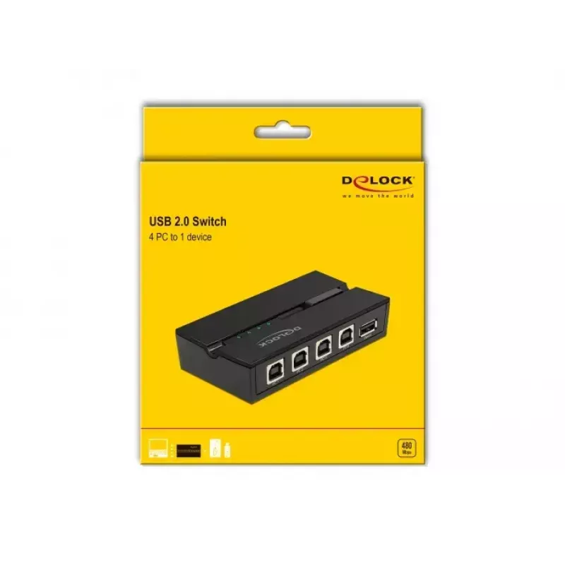 Conmutador de datos para ordenador DeLOCK 11493 negro USB Type-A Type-B 0,48 Gbit/s