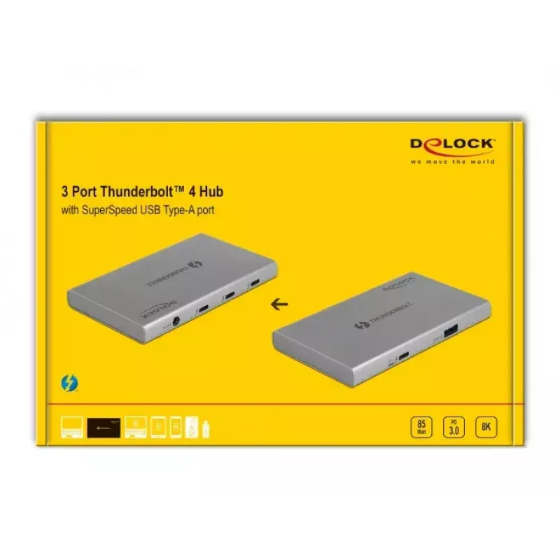 Hub Thunderbolt 4 DeLOCK 3 puertos USB 10 Gbps Type-A 8K