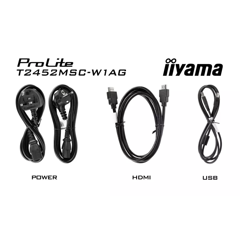Monitor de ordenador iiyama ProLite T2452MSC-W1AG 60,5 cm (23,8 inch) 1920 x 1080 píxeles Full HD LED táctil blanco