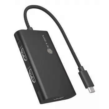 ICY BOX Adaptador USB Type-C a 3x HDMI, USB 3.2 Gen 2 (3.1 Gen 2) Type-C, HDMI, 10000 Mbit/s, 144 Hz, 3840 x 2160, 7680 x 4320, 7680 x 4320 píxeles