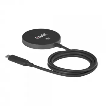 Cargador inalámbrico CLUB3D CAC-3027 Qi2 25W base magnética compatible con MagSafe, cargador DC para interiores, cable de 1 m, negro