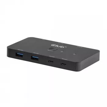 Switch KVM club 3d Dual USB-C a HDMI, 2 puertos, 4K UHD 3840x2160, consola USB-C, 65W PD, negro