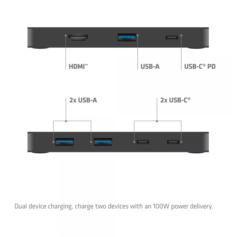 Switch KVM club 3d Dual USB-C a HDMI, 2 puertos, 4K UHD 3840x2160, consola USB-C, 65W PD, negro