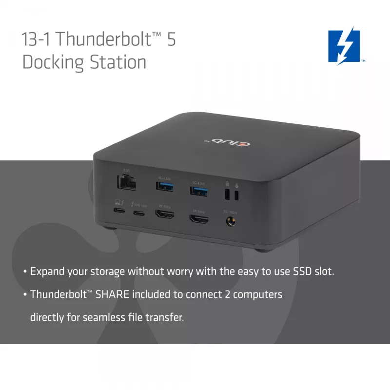 Docking station CLUB3D CSV-2562 Thunderbolt 5, SSD M.2, 2×HDMI 8K60Hz, 180W, 120 Gbit/s