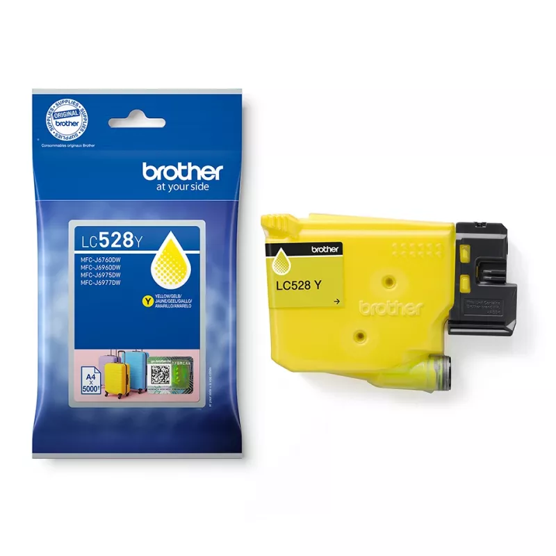 Cartucho de tinta Brother LC528Y amarillo original, pack individual, rendimiento ~5000 páginas