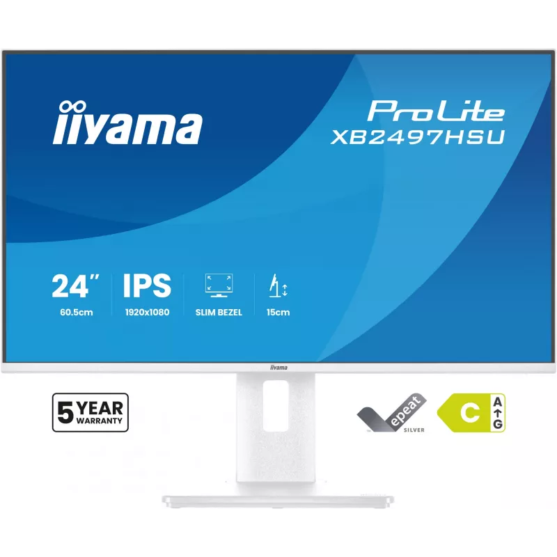 iiyama ProLite XB2497HSU-W1 monitor de ordenador 60,5 cm (23,8 inch) 1920 x 1080 píxeles Full HD LED blanco