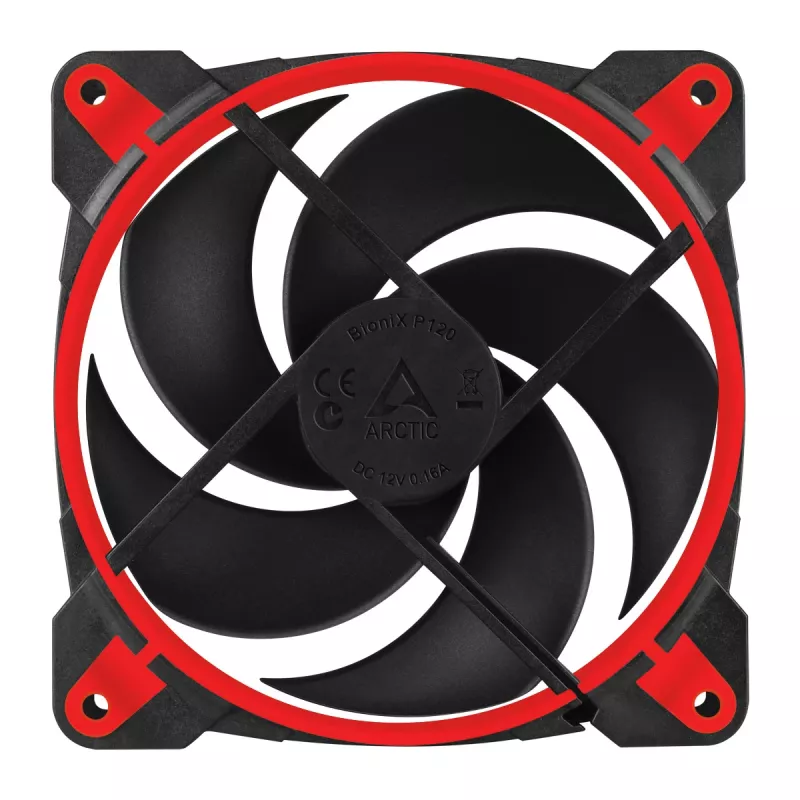 ARCTIC BioniX P120 (rojo) – ventilador gaming de 120 mm optimizado para presión con PWM PST