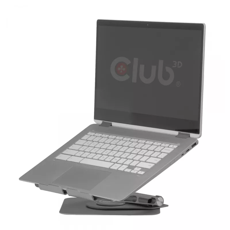 CLUB3D soporte ajustable de aluminio para portátil con concentrador USB-C®, gris, 260 mm, 224 mm, 56 mm, 1,76 kg, 315 mm
