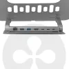CLUB3D soporte ajustable de aluminio para portátil con concentrador USB-C®, gris, 260 mm, 224 mm, 56 mm, 1,76 kg, 315 mm