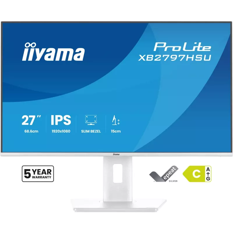 iiyama ProLite XB2797HSU-W1 monitor de ordenador 68,6 cm (27 inch) 1920 x 1080 píxeles Full HD LED blanco