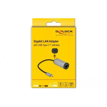 Adaptador USB Type-C DeLOCK 64116 Gigabit LAN Power Delivery Gris
