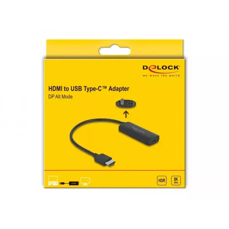 Adaptador HDMI-A conector macho a USB Type-C conector hembra DP Alt Mode DeLOCK 64212